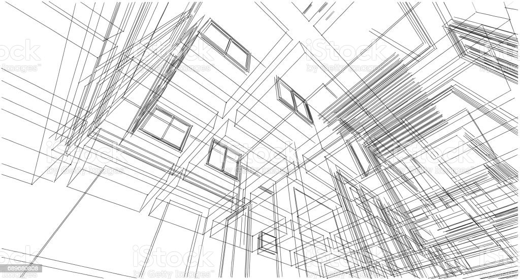 Abstract sketch, Architectural ,Construction ,Wireframe